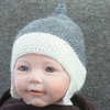Babymütze Häkelmütze wollweiß-graumeliert mit Ohren